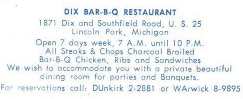 Dix Drive-In (Dix Bar-B-Q Restaurant) - Vintage Postcard